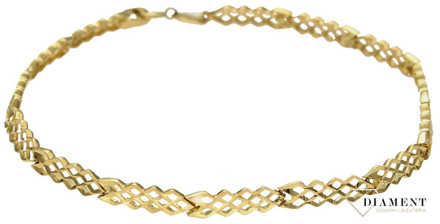 Złota bransoletka damska 375 ażurowa siateczka BR 6698 375. Złota bransoletka damska. Bransoletka złota damska. Efektowna bransoletka damska. Damska złota bransoletka idealna na prezent (2).jpg